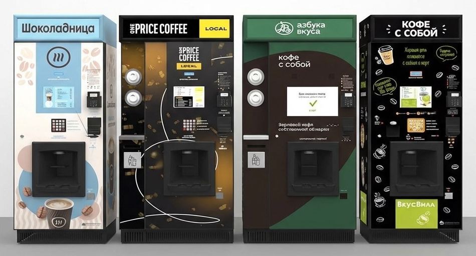 Модельный ряд кофейных автоматов: Шоколадница, The Price Coffee, Азбука Вкуса, Кофе с собой